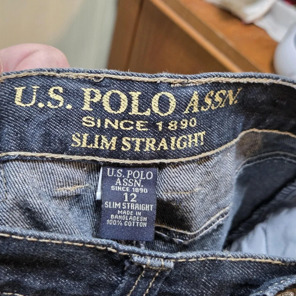U.S. Polo Assn. Jeans Boys 12 Blue Slim Straight Dark Wash Denim‎ Casual Fall